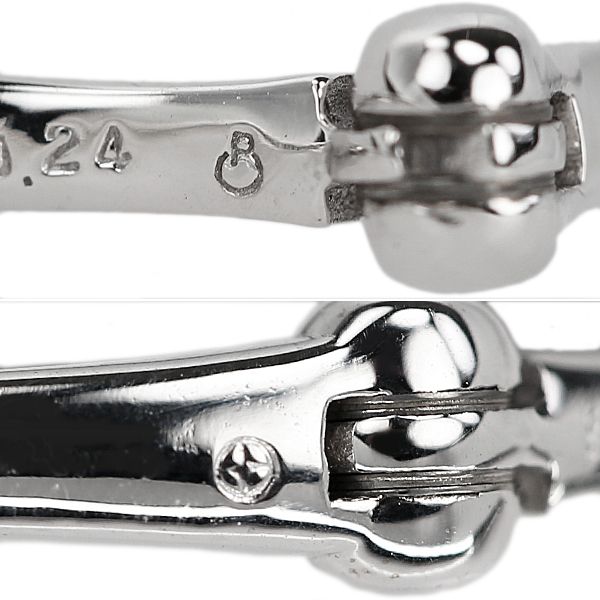 ダイヤモンド イヤリング K18ホワイトゴールド ピアリング フープ ウェーブ 宝正 902967