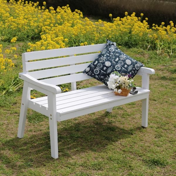 ベンチ 屋外 背もたれ 肘掛け 2人掛け 二人掛 ガーデンベンチ 庭 ガーデニング チェアー 椅子 チェア 白 ホワイト グレー 幅130 cm 公園 公共施設 店舗 家 sms el 130