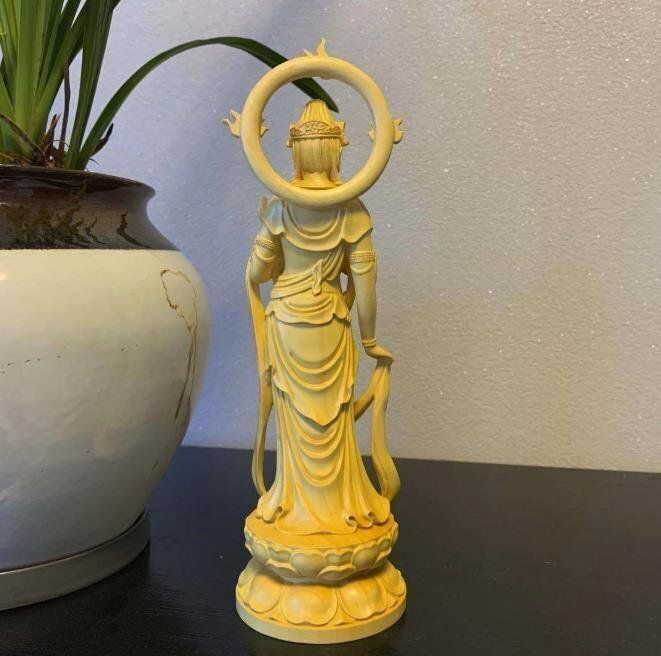 国内稀少☆極上木彫 仏教美術 精密手彫り仏像 大勢至菩薩像 極上