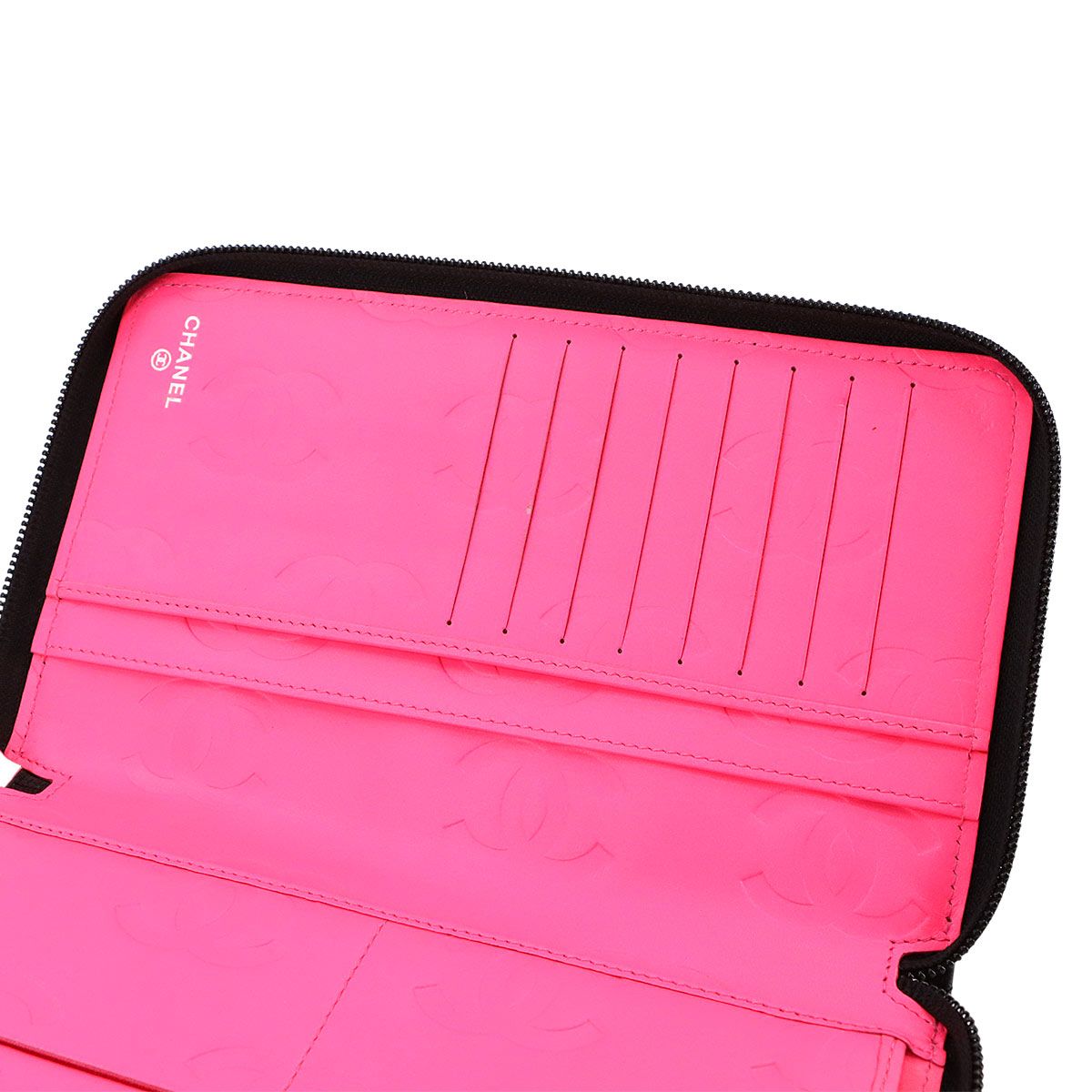 未使用 展示品 シャネル CHANEL カンボンライン ラウンドファスナー 長  