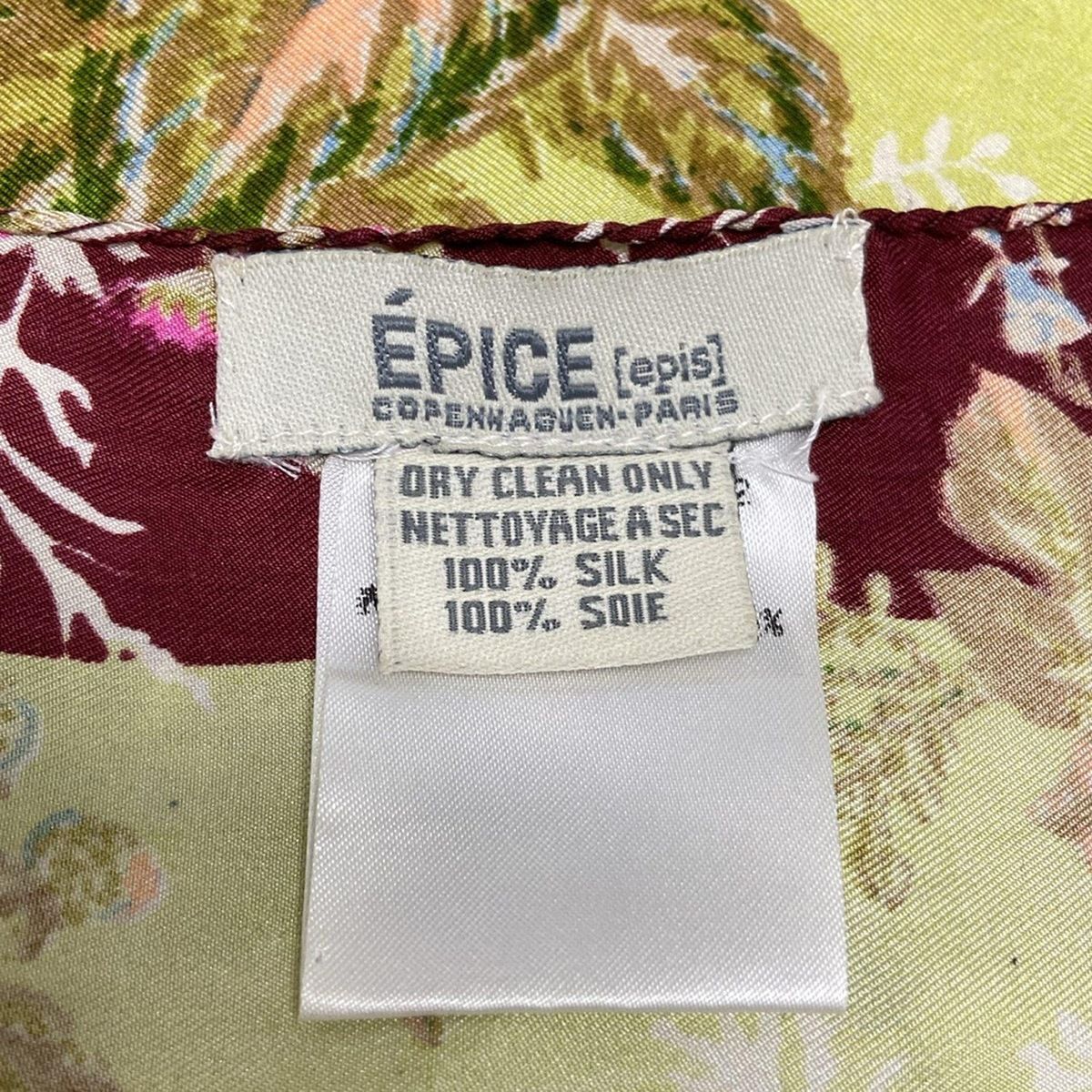 EPICE(エピス) スカーフ - イエローグリーン×ボルドー×マルチ 花 EPICE(エピス) スカーフ - イエローグリーン×ボルドー×マルチ 花