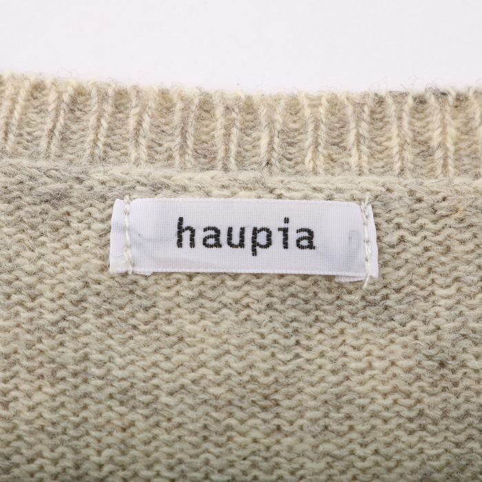 ハウピア カーディガン トップス 長袖 クルーネック ニット 刺? レディース 38サイズ グレー haupia ハウピア カーディガン トップス 長袖 クルーネック ニット 刺