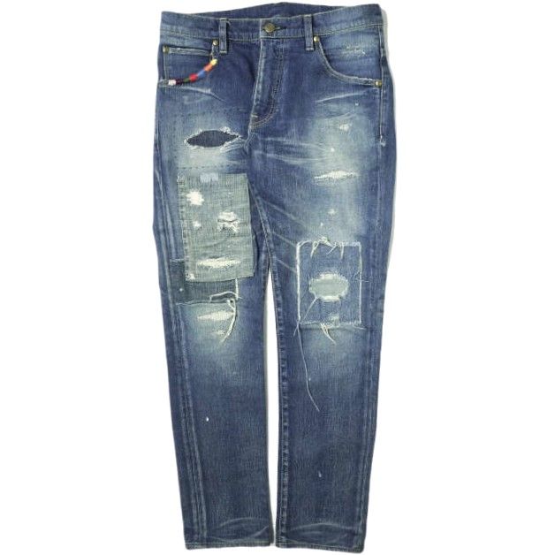 パンツ ion 1PIU1UGUALE3 9 TAPERED DENIM 1PIU1UGUALE3 - 9 TAPERED / 9テーパードデニム ブルーワン