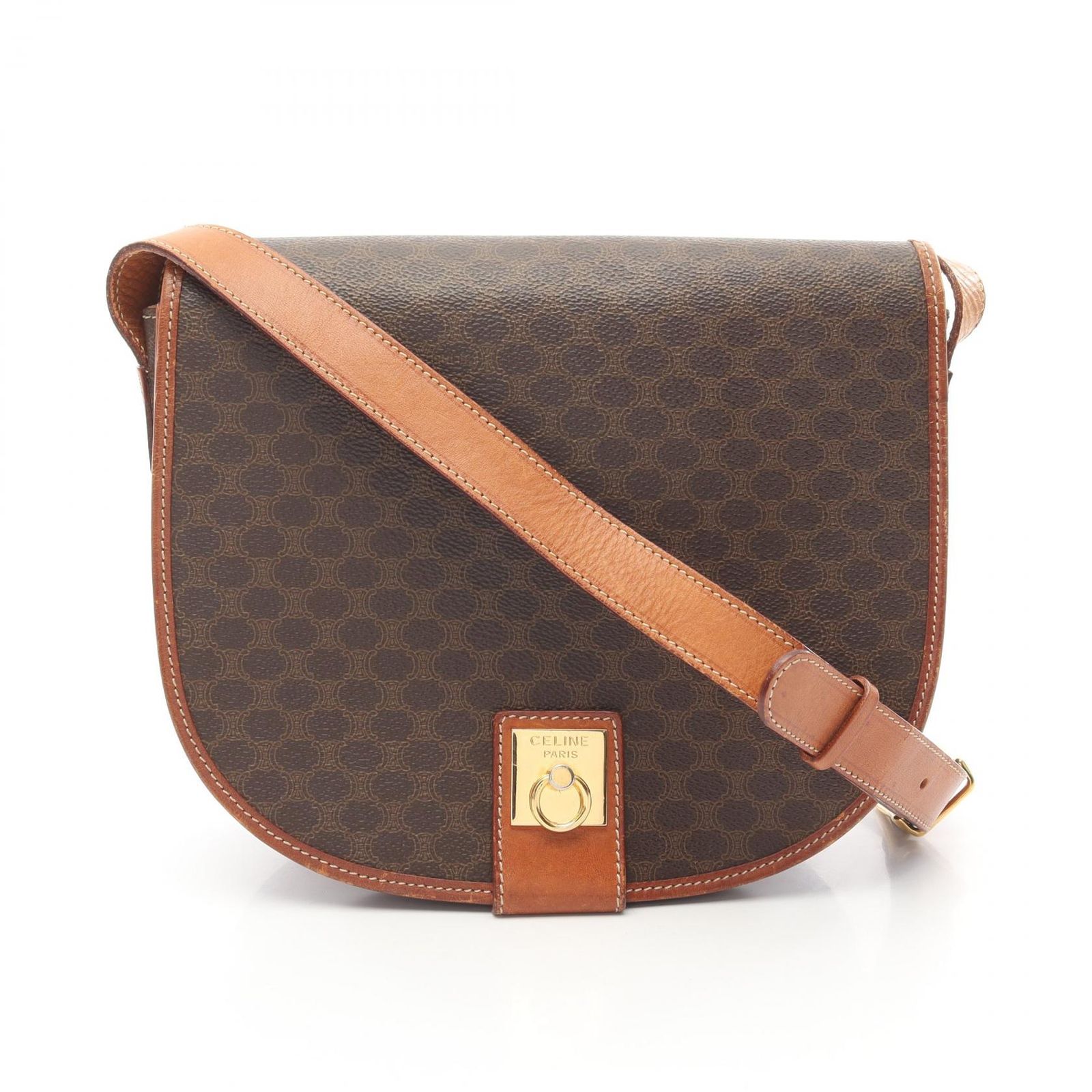 CELINE　セリーヌ　マカダム　ハンドバック　コーティングキャンバス　ブラウン CELINE セリーヌ マカダム柄 ショルダーバッグ ロゴ