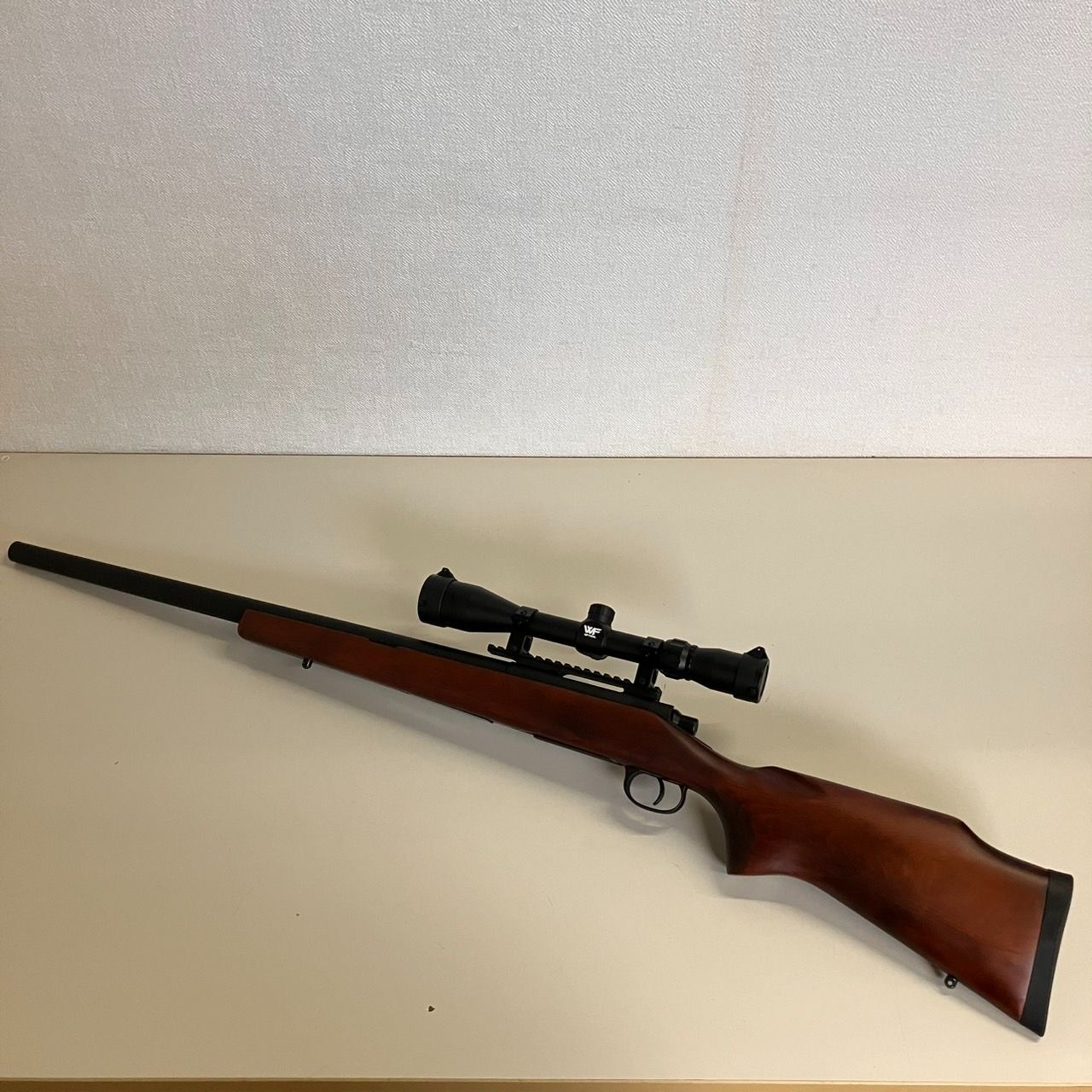 GI3 現状品 S＆T AIR SPORTS GUN エアースポーツガンシリーズ MODEL700 エアーコッキングライフル リアルウッド WF Optical ライフルスコープ 3-9×40㎜t付 中国製 収納バッグ付き 動作未 トリガー反応 済み