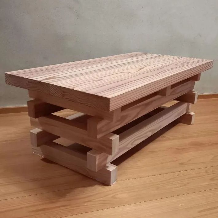 国産杉 サイドテーブル ローテーブル コーヒーテーブル 井桁組み ディスプレイ台