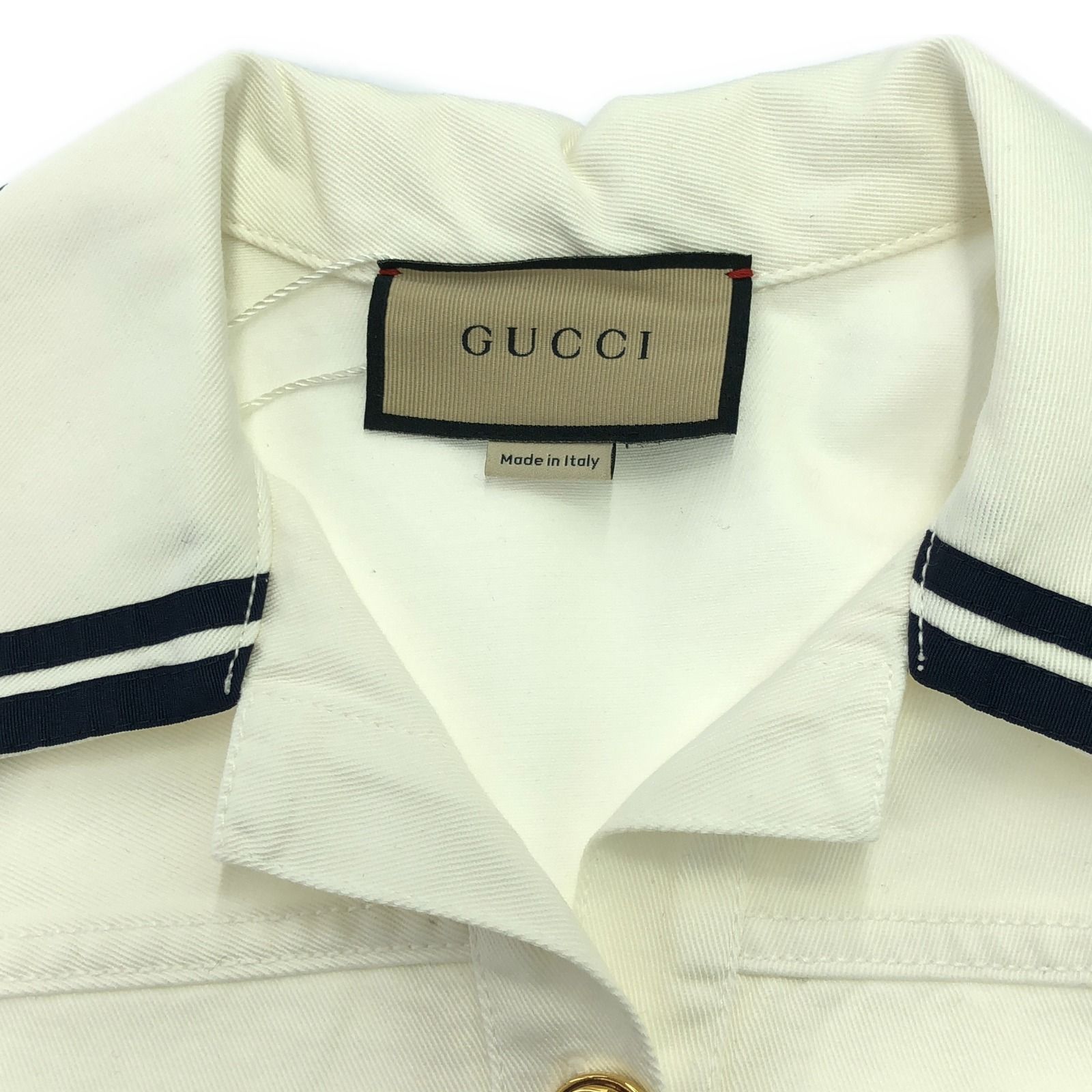 グッチ GUCCI ワンピース 白/ネイビー コットン ワンピース