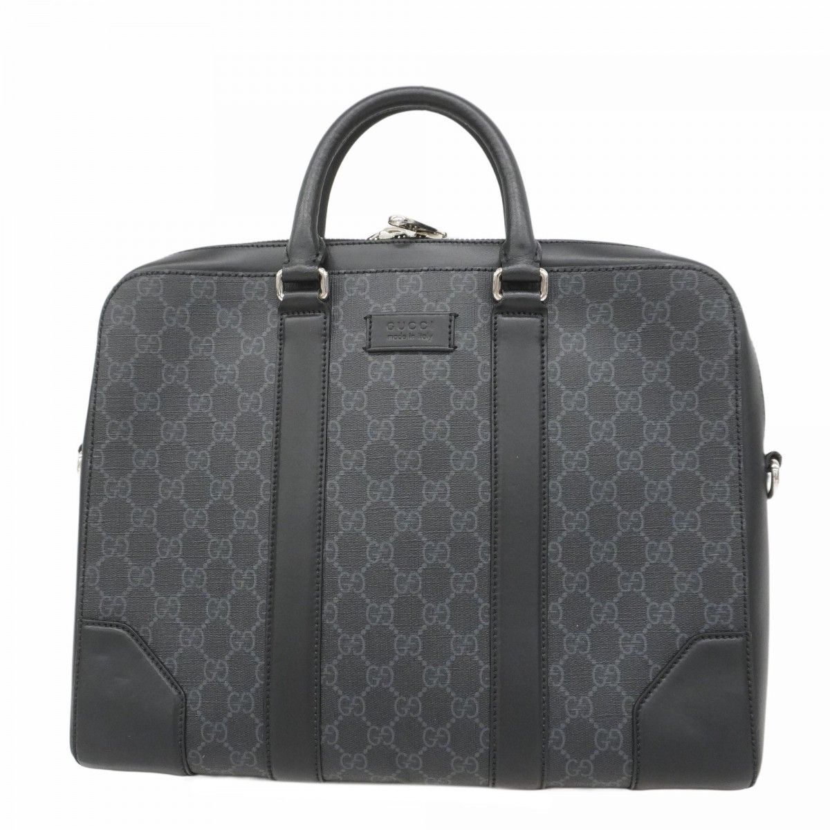 5ie6225-h グッチ ブリーフケース GGスプリーム 474135 PVC ブラック シルバー金具 レディース