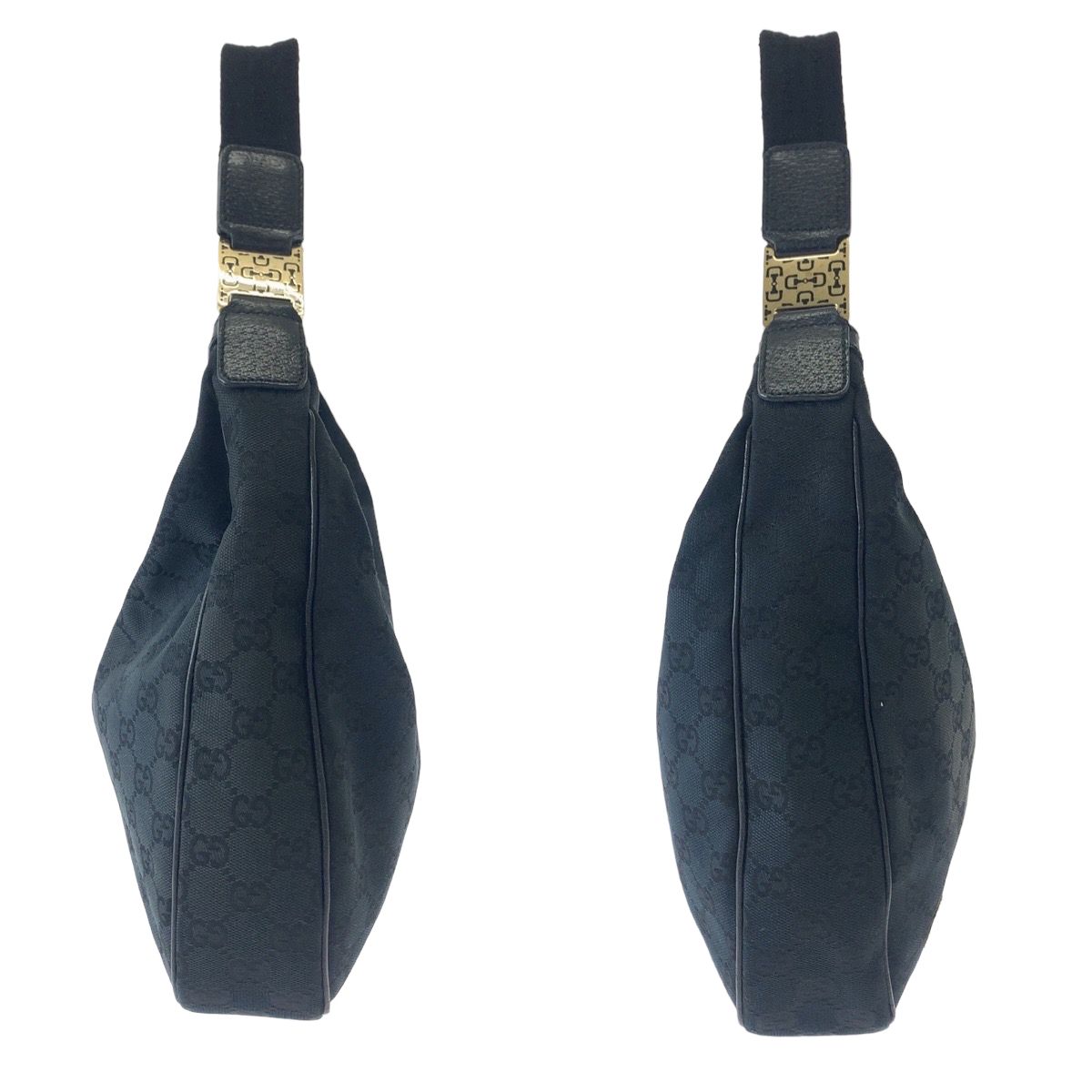 美品 GUCCI グッチ ホーボー ブラック 黒 シルバー金具 GGキャンバス 