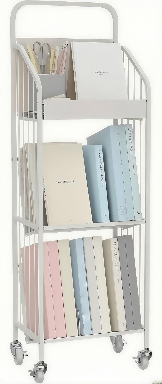 書類カート 本棚 キャスター付き A4対応 書類収納 ファイル収納 大容量 仕切付き 取り出しやすい 3段 スチール製 ファイルワゴン コンパクト 日本語説明書付き ファイルラック ホワイト TUIYIDUO 幅36.8×奥行27.3×高さ111.7cm