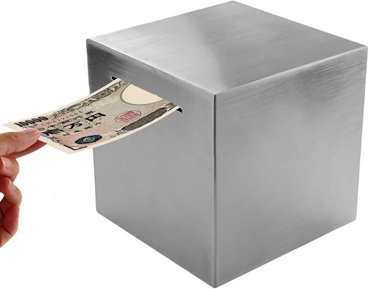 貯金箱　① ozgram バンク 貯金箱 正方形 大容量 開かない貯金箱 お札貯金箱