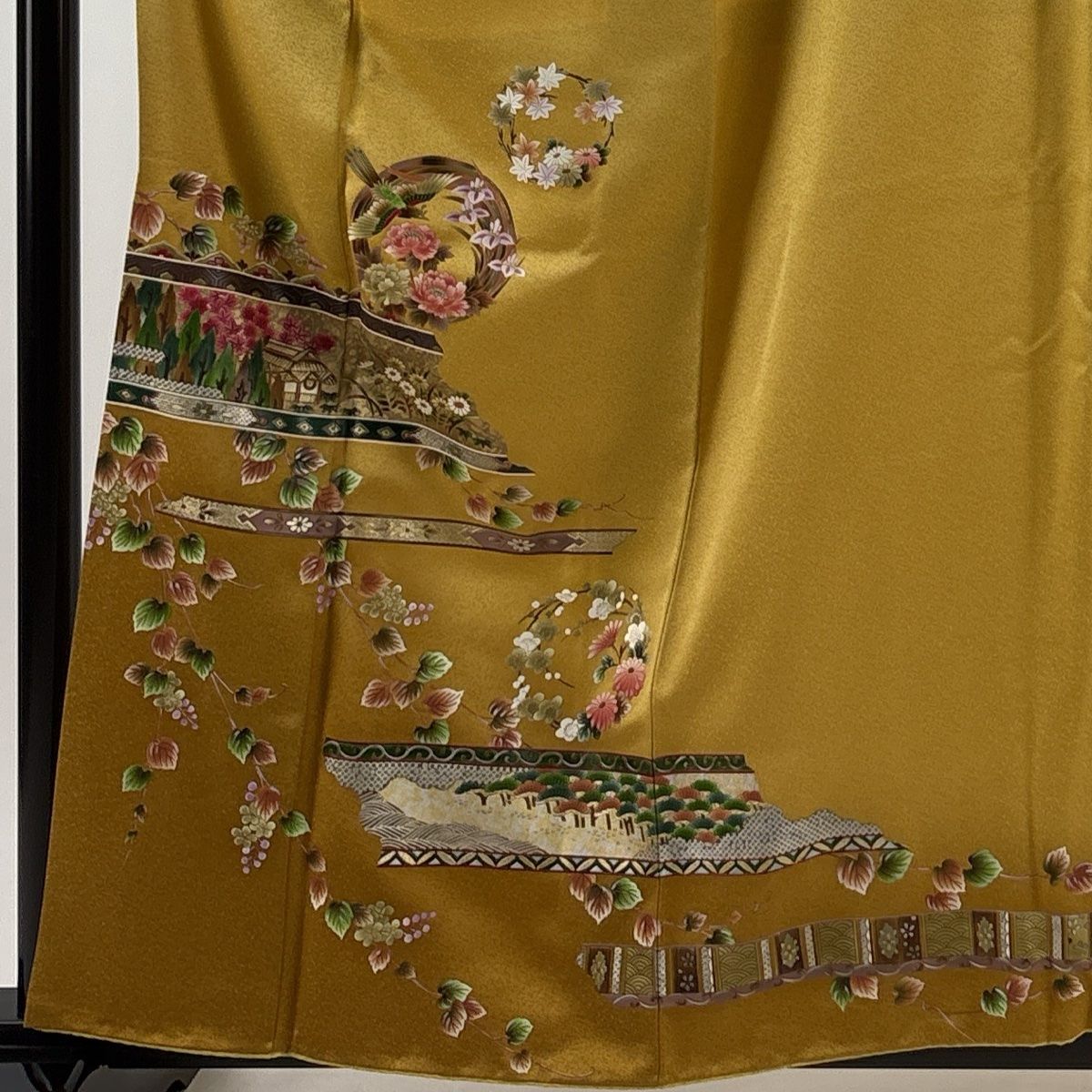 508mh46☆訪問着 辻が花文様 唐絞り 金彩 紫☆しつけ付き美品 辻が花 ファッション 508mh46☆訪問着 辻が花文様 唐絞り 金彩 紫