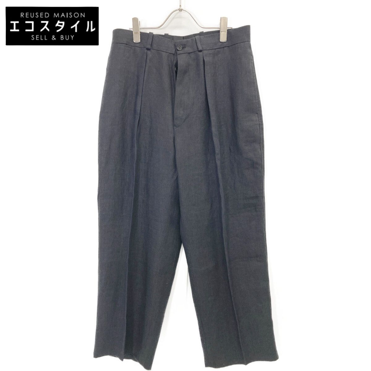 BERNARD ZINS ベルナールザンス ﾌﾞﾗｯｸ WALLIS ﾘﾈﾝ100 1ｲﾝﾌﾟﾘｰﾂﾊﾟﾝﾂ 42