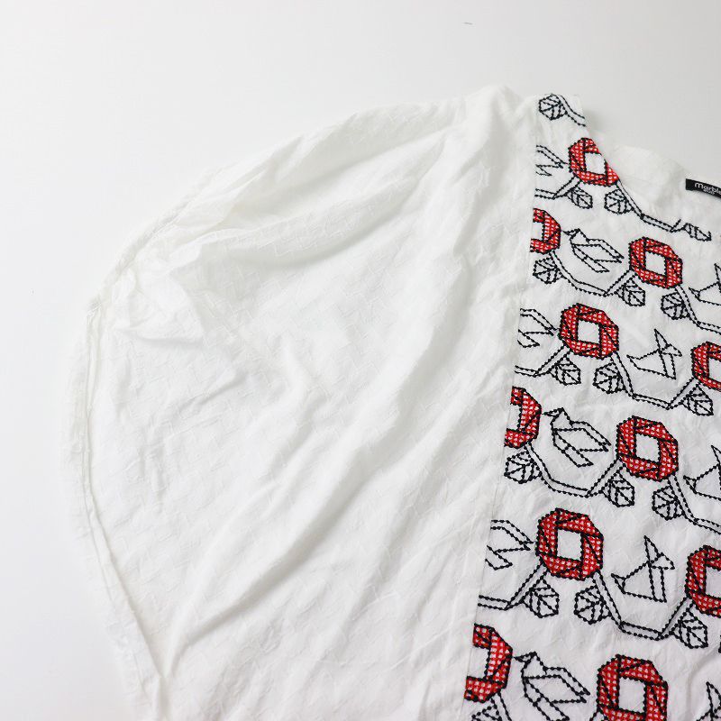 マーブルシュッド marble SUD フラワー刺繍ドルマンブラウス/ホワイト