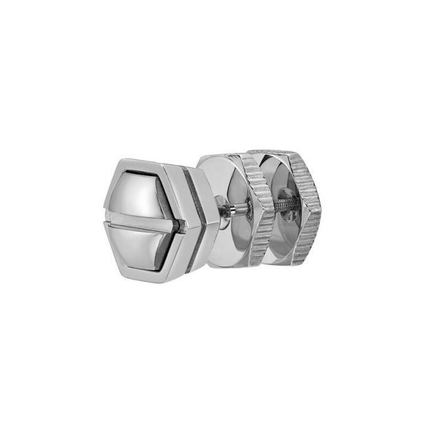 送料無料 リンクス メンズ ピアス イヤリング アクセサリー LYNX Men s Stainless Steel Screw Head Single Stud - Single Earring White