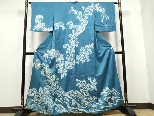 平和屋着物○訪問着 ろうけつ染め 葡萄蔦の葉 銀糸 正絹 逸品