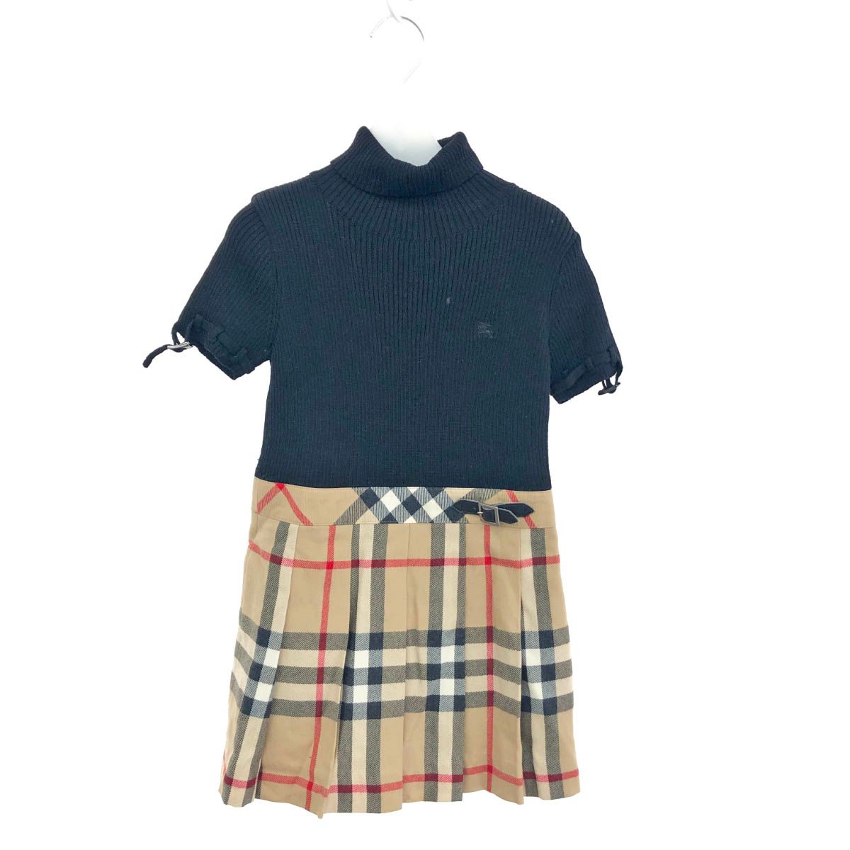 BURBERRY LONDON バーバリーロンドン  半袖ワンピース   ブラック/ベージュ  キッズ ニット切替　240001107820