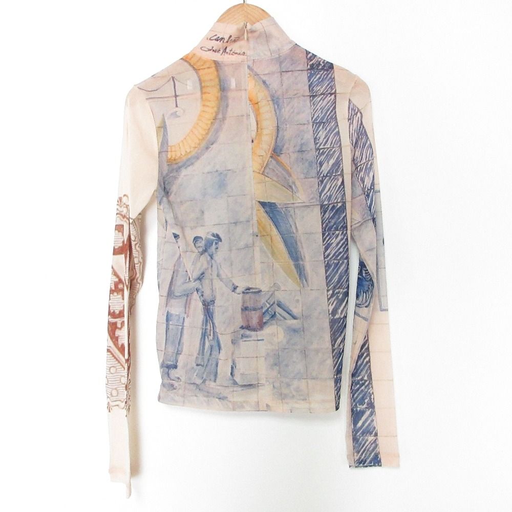 YOHEI OHNO ヨウヘイオオノ シアー トップス 長袖 カットソー サイズ36 ベーシュ レディース 古着