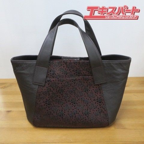 印傳屋 印伝 ハンドバッグ 手提げバッグ 甲州印伝（甲州印伝 黒×白 