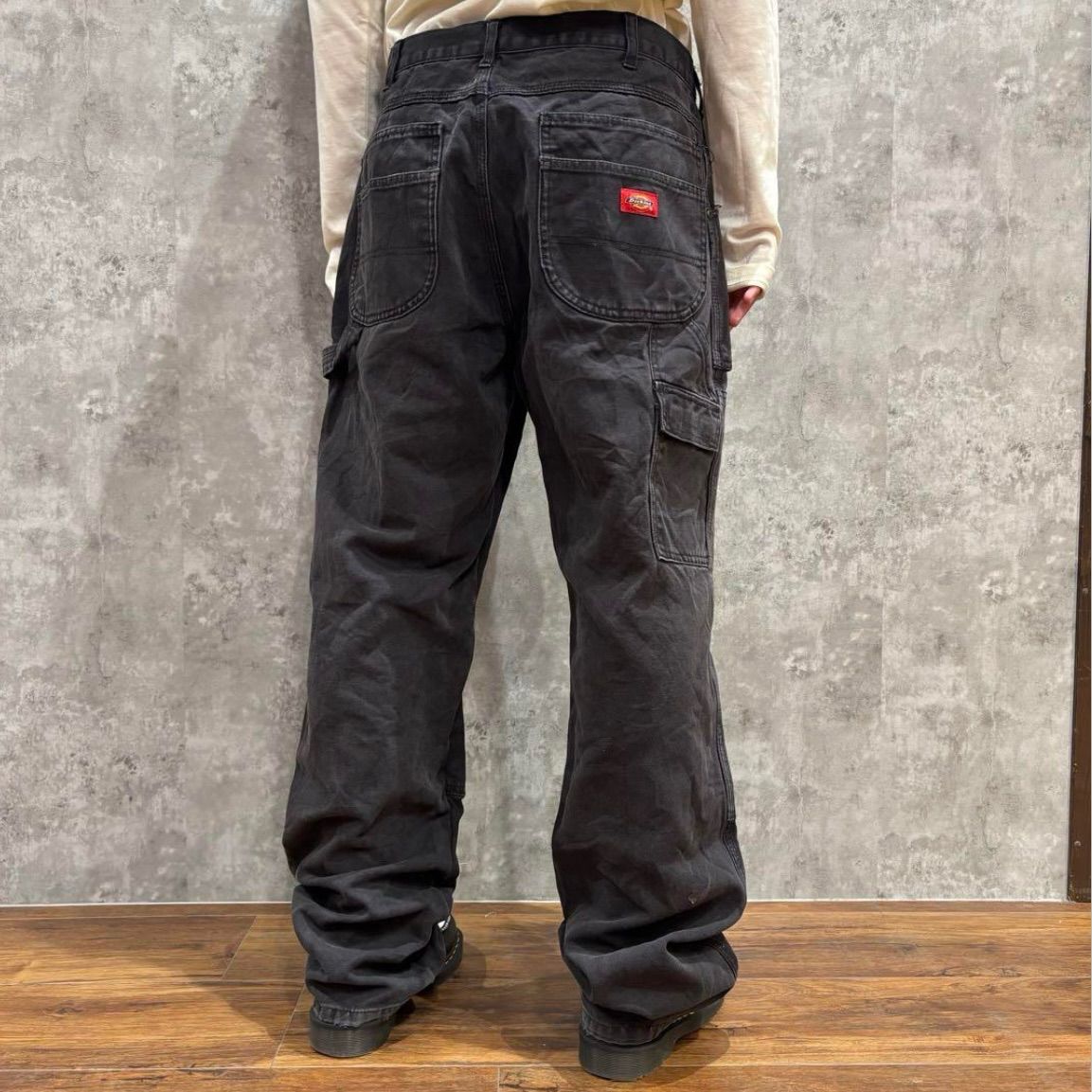 USA古着 Dickies ディッキーズ ダブルニー ペインターパンツ 1939 リンスドブラック ワークパンツ 36×34