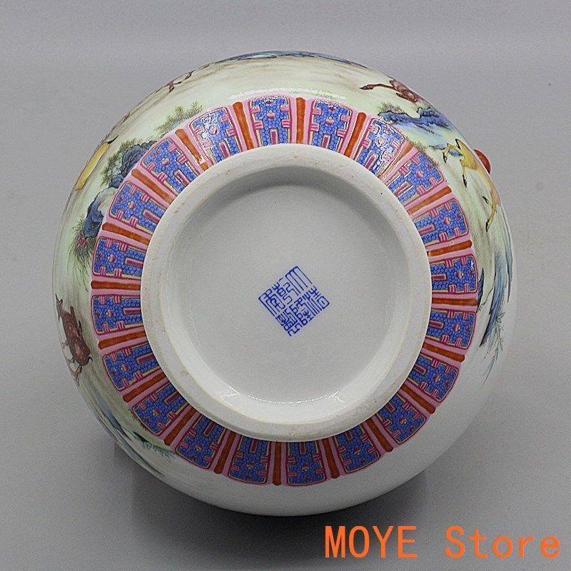 中国美術 両耳鹿頭福筒 開運 風水招財 陶磁器 装飾品 現代工芸品