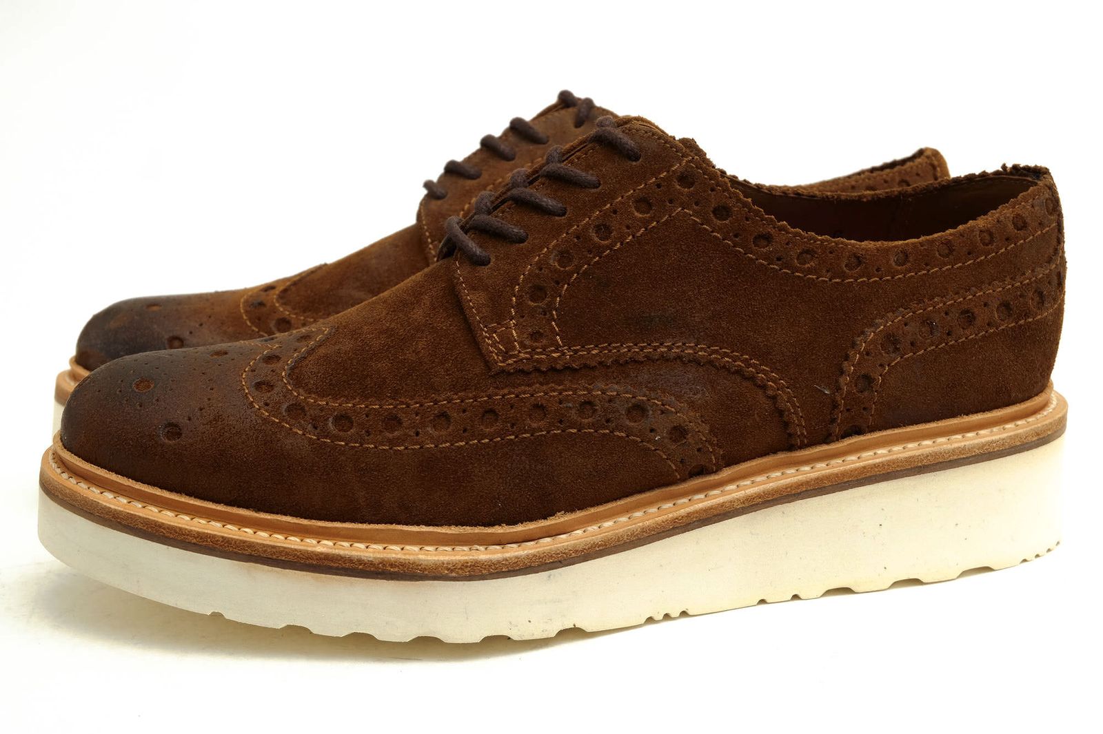 グレンソン／GRENSON シューズ ビジネスシューズ 靴 ビジネス メンズ 男性 男性用スエード スウェード レザー 革 本革 ブラウン 茶  111403 ARCHIE エキストラライトソール ウイングチップ グッド
