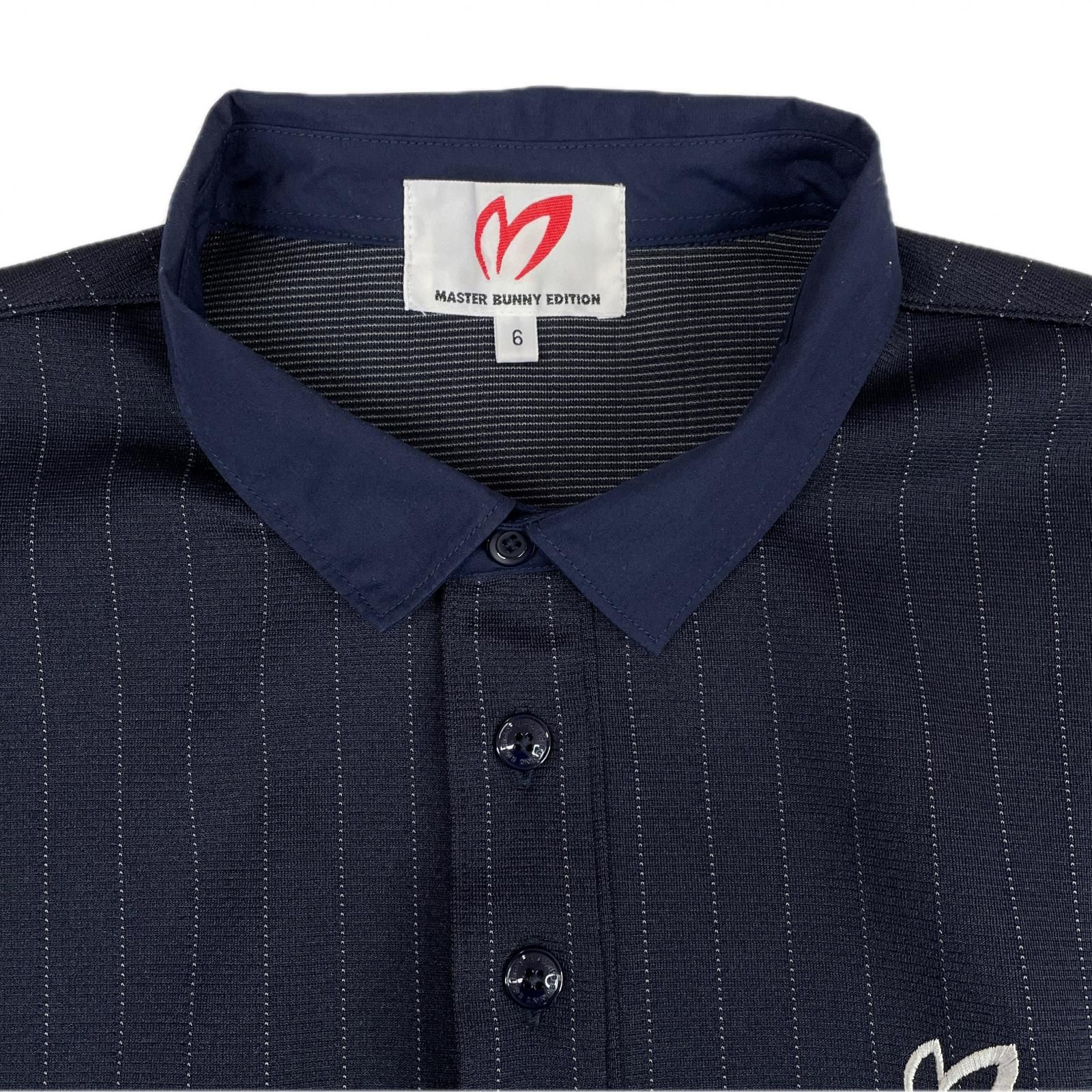 メンズ マスターバニーエディション MASTER BUNNY EDITION 半袖ポロシャツ 6 LL 紺 エステルストライプ柄 LLC-HASEGAWATOSO_COM