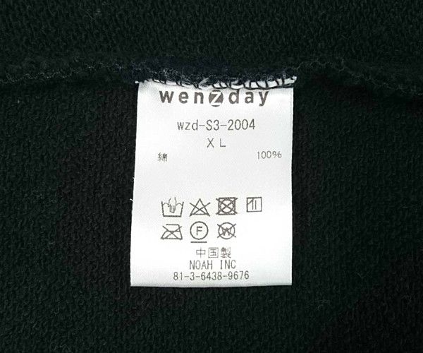 WENZDAY ウエンズデイ CREW NECK SWEAT SHIRT スウェット ブラック サイズXL 正規品 / B2388