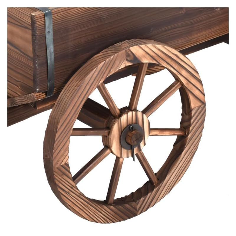 TANGKULA 馬車プランター 植木鉢 鉢 プランター 可移動 花台 鉢植え 木製 大型 馬車の形 ハンドル付き 高さ調節 幅120x奥行43x高さ53.5cm 植物育成 花栽培 野菜栽培 園芸 ガーデン用品 屋外 室内 大容量 おしゃれ 1 LLC-HASEGAWATOSO_COM