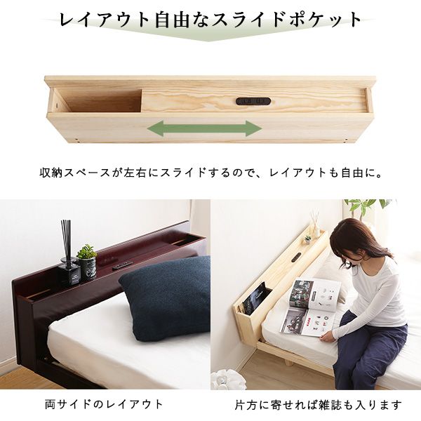 ヘッドボード パイン材脚付きすのこベッド