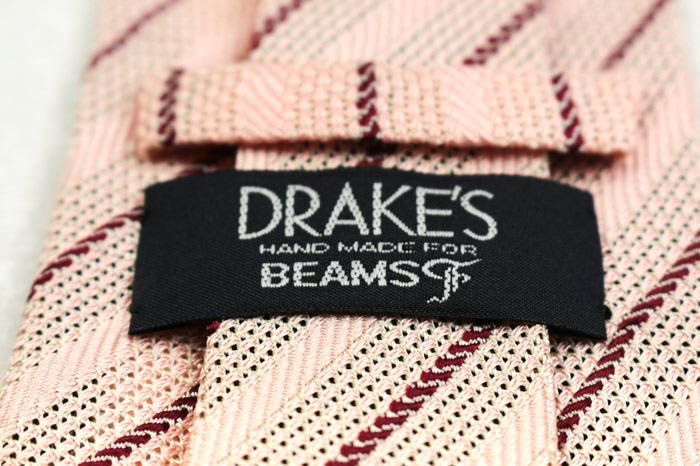 ドレイクス ブランド ネクタイ ビームス ストライプ柄 ドット シルク PO  メンズ ピンク DRAKES 【中古】