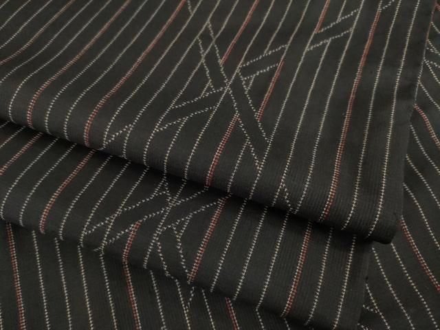 平和屋着物○本場大島紬 カタス7マルキ 幾何学文様 黒地 株式会社大山