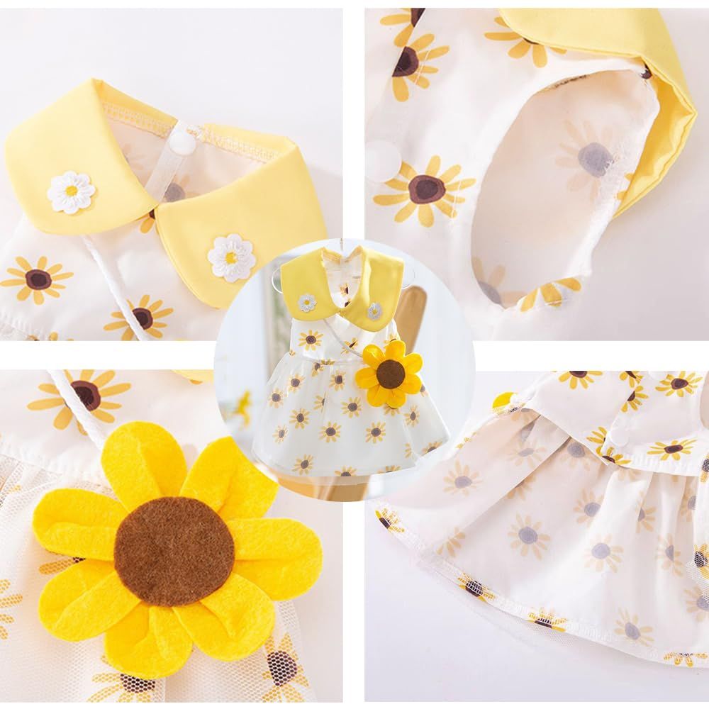 犬服♪手編み♪コータです。ひまわりエプロンワンピ&お花いっぱいワンピ 76adba6f46eb9269120f36d59fc9d9