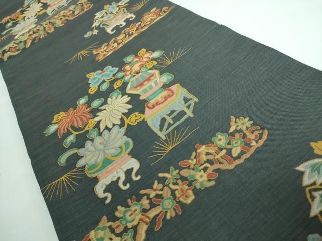 平和屋本店□極上 名門木屋太 今河織物 六通柄袋帯 陶器花文 逸品  