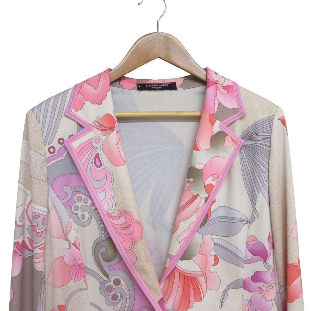 美品 LEONARD FASIHON レオナール 花柄 カンカン素材 2B