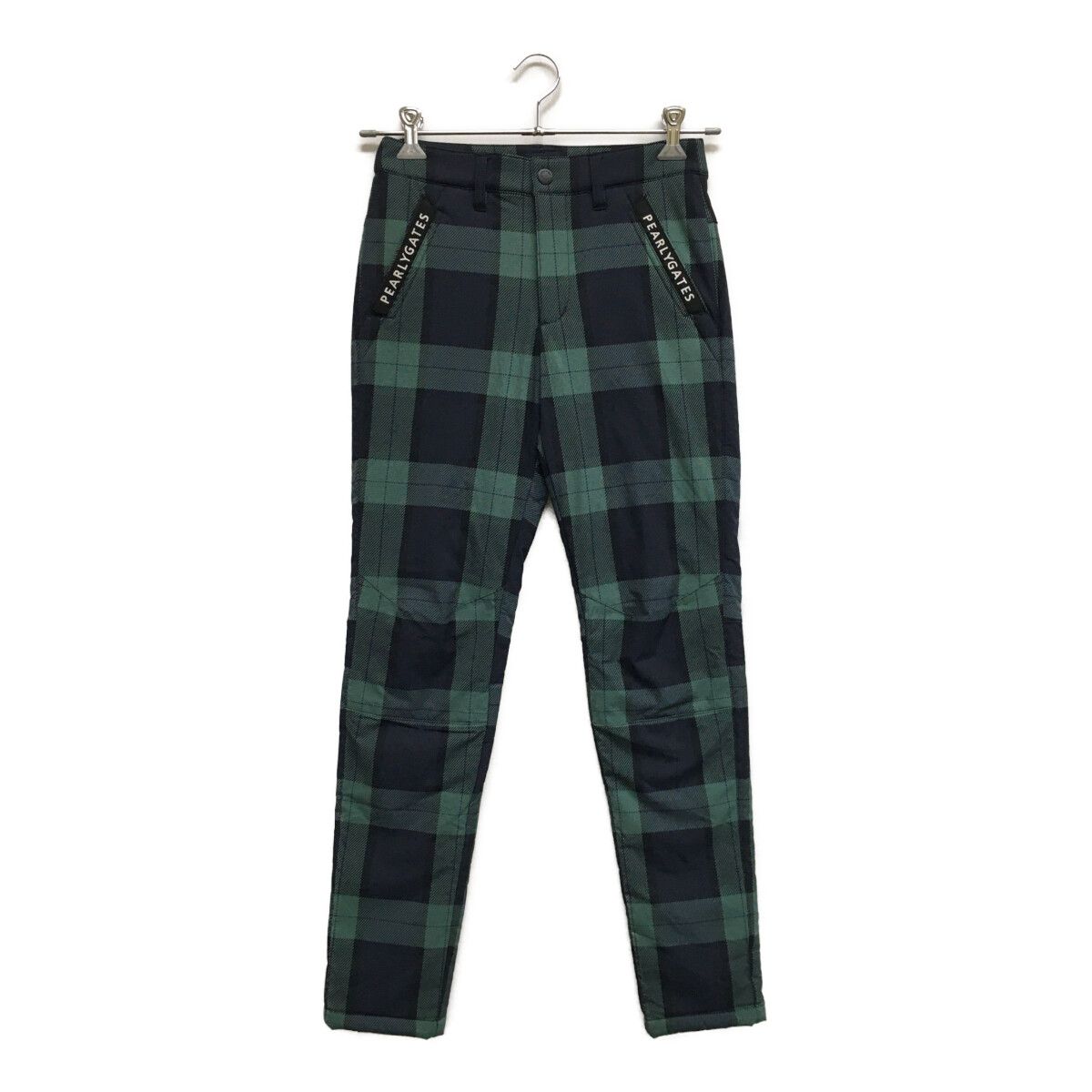 レディース パーリーゲイツ PEARLY GATES パンツ 0 S 緑×紺 グリーン 中綿入り ロング チェック柄