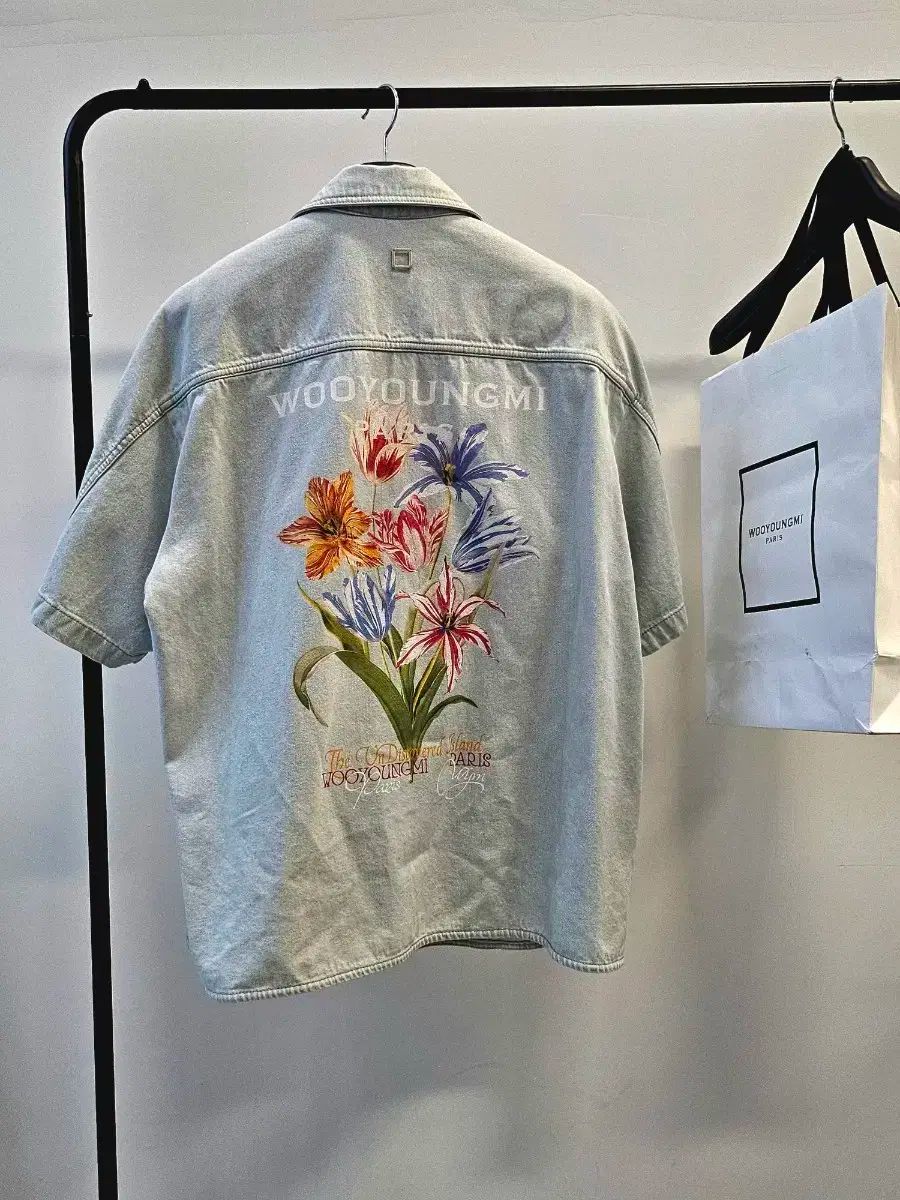 WOOYOUNGMI ウーヨンミ フラワー デニム 半袖 ジャケット 48サイズ