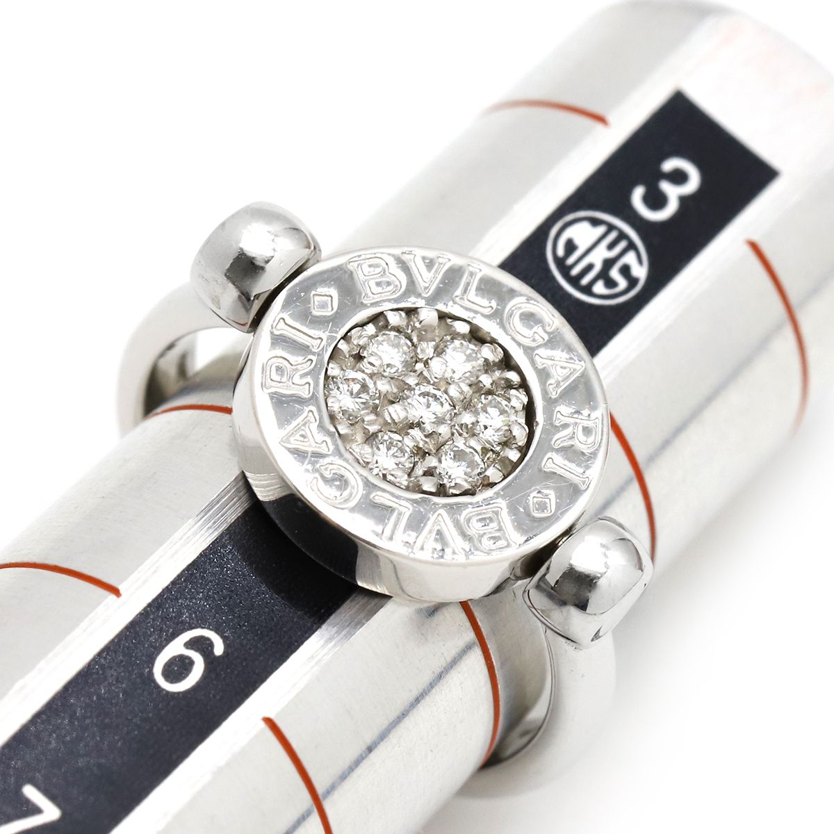 ブルガリ 5号 フリップ ダイヤ オニキス 750 リング K18WG 4071