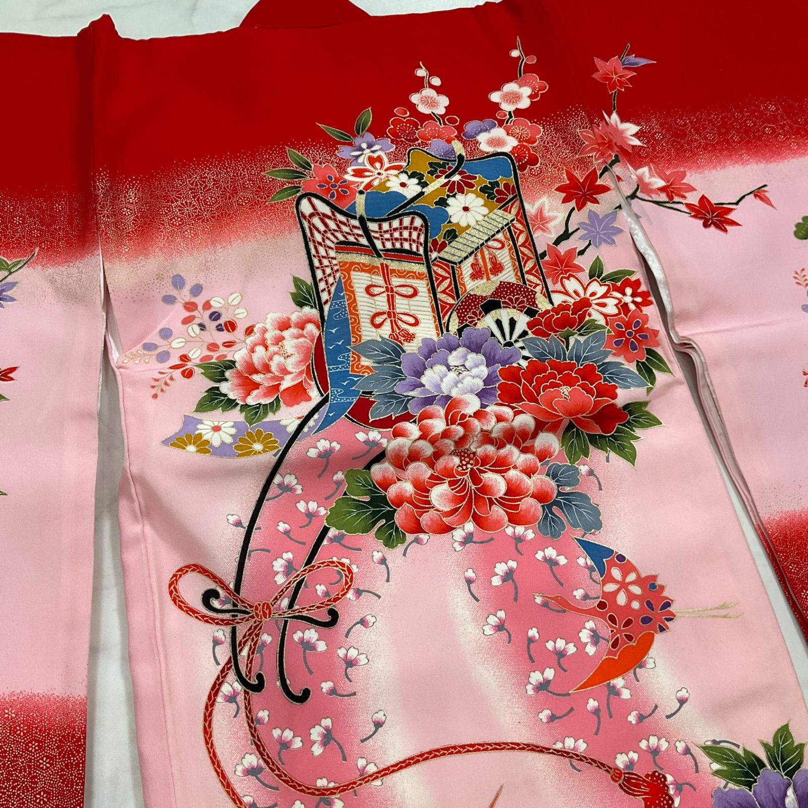 3歳女の子 七五三 お宮参り　襦袢付き【K03-48】 ◇kimono+one◇産着◇お宮参り◇長襦袢付き◇子供着物◇正絹◇七五三