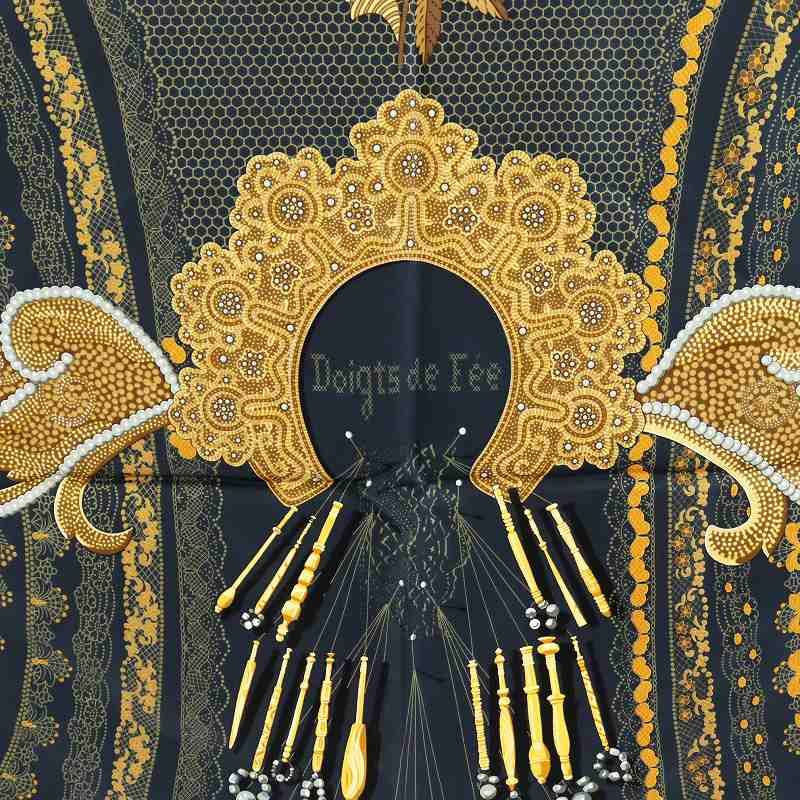 エルメス スカーフ カレ90 器用な手先 妖精の指 Doigts de Fee エルメス カレ90 Doigts de Fee 妖精の指 スカーフ シルク