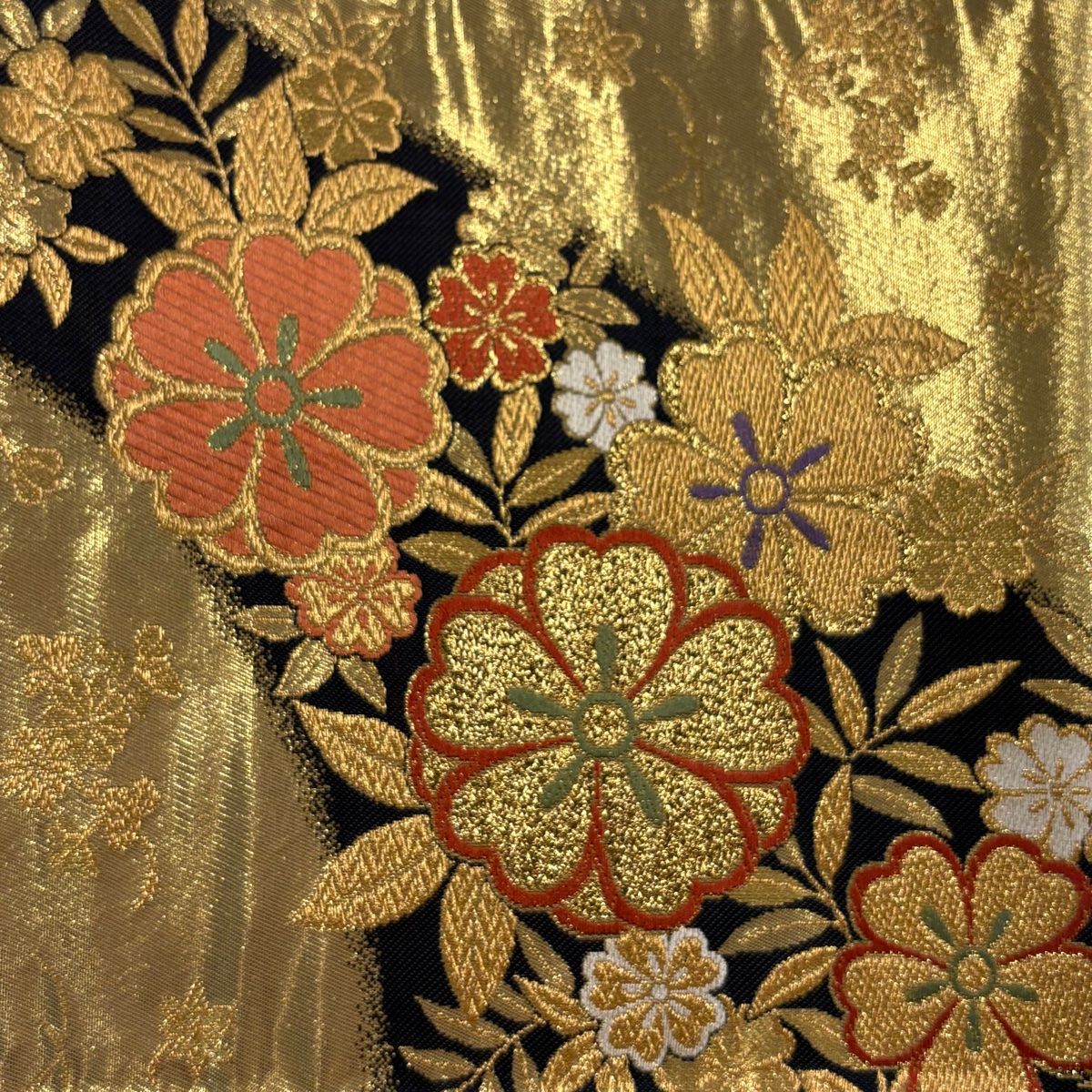 正絹 花鳥模様引箔六通の袋帯 新品 【公式通販】