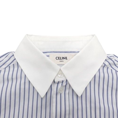 CELINE ストライプ　クロップドシャツ　ブラウス CELINE セリーヌストライプクロップドシャツ