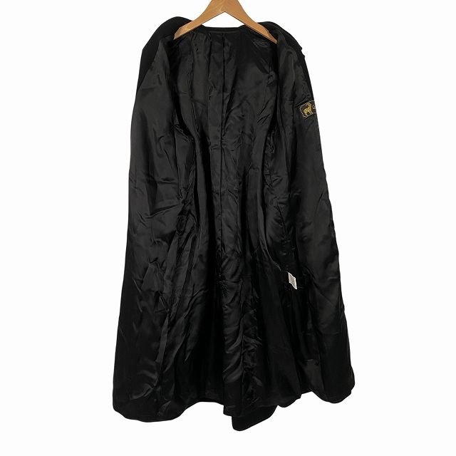 カシミヤ100% ロングコート 比翼仕立て アウター 黒 ブラック M