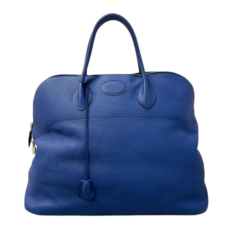 エルメス HERMES ボリード45 □K刻印 2007年製 ブルー シルバー金具 トリヨンクレマンス メンズ ハンドバッグ