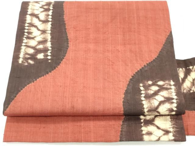 平和屋着物○九寸名古屋帯 紬地 抽象文様 正絹 逸品 DAAX0119cm