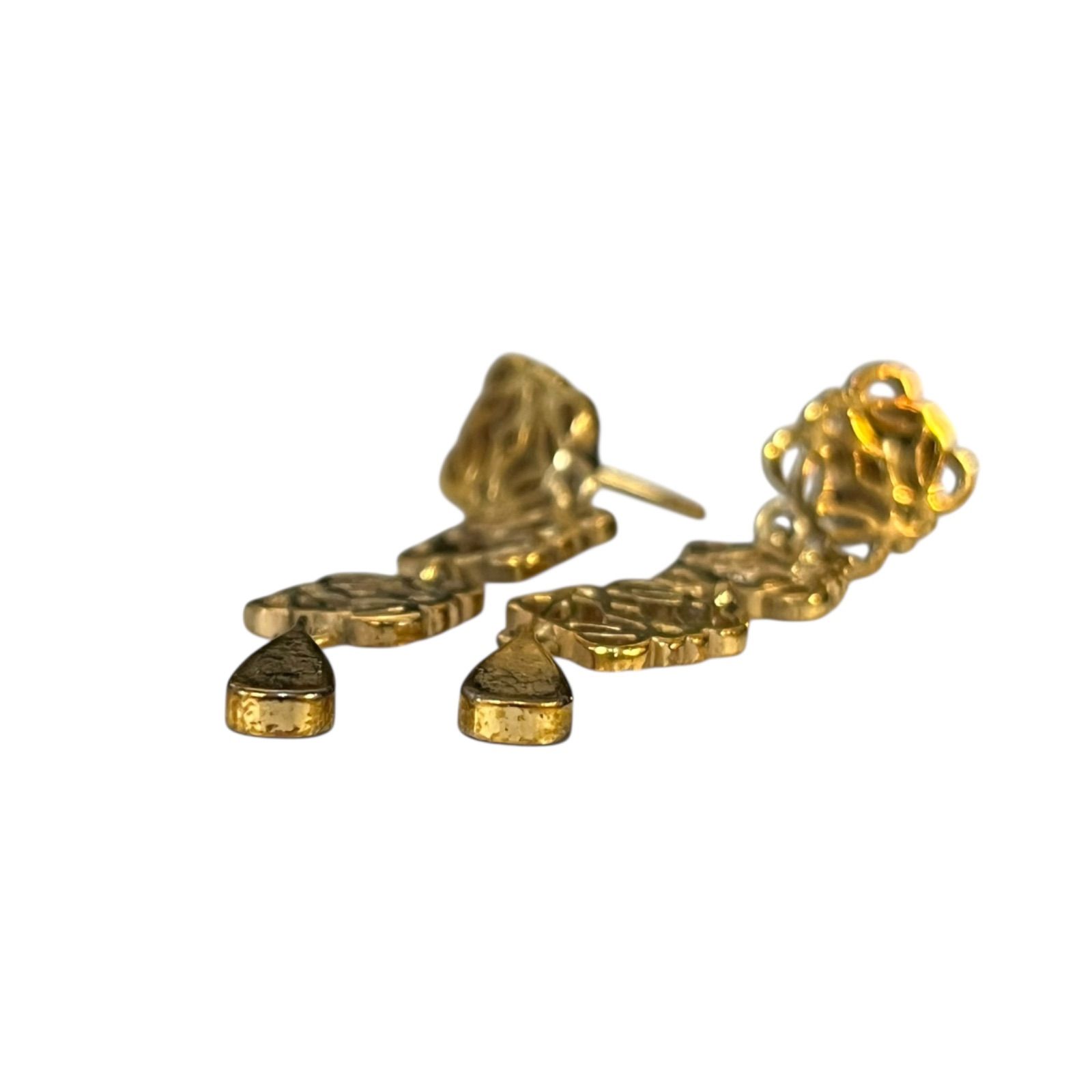 管31287】LOEWE ロエベ ピアス 3連 ANAGRAM DROP アナグラム ゴールド 