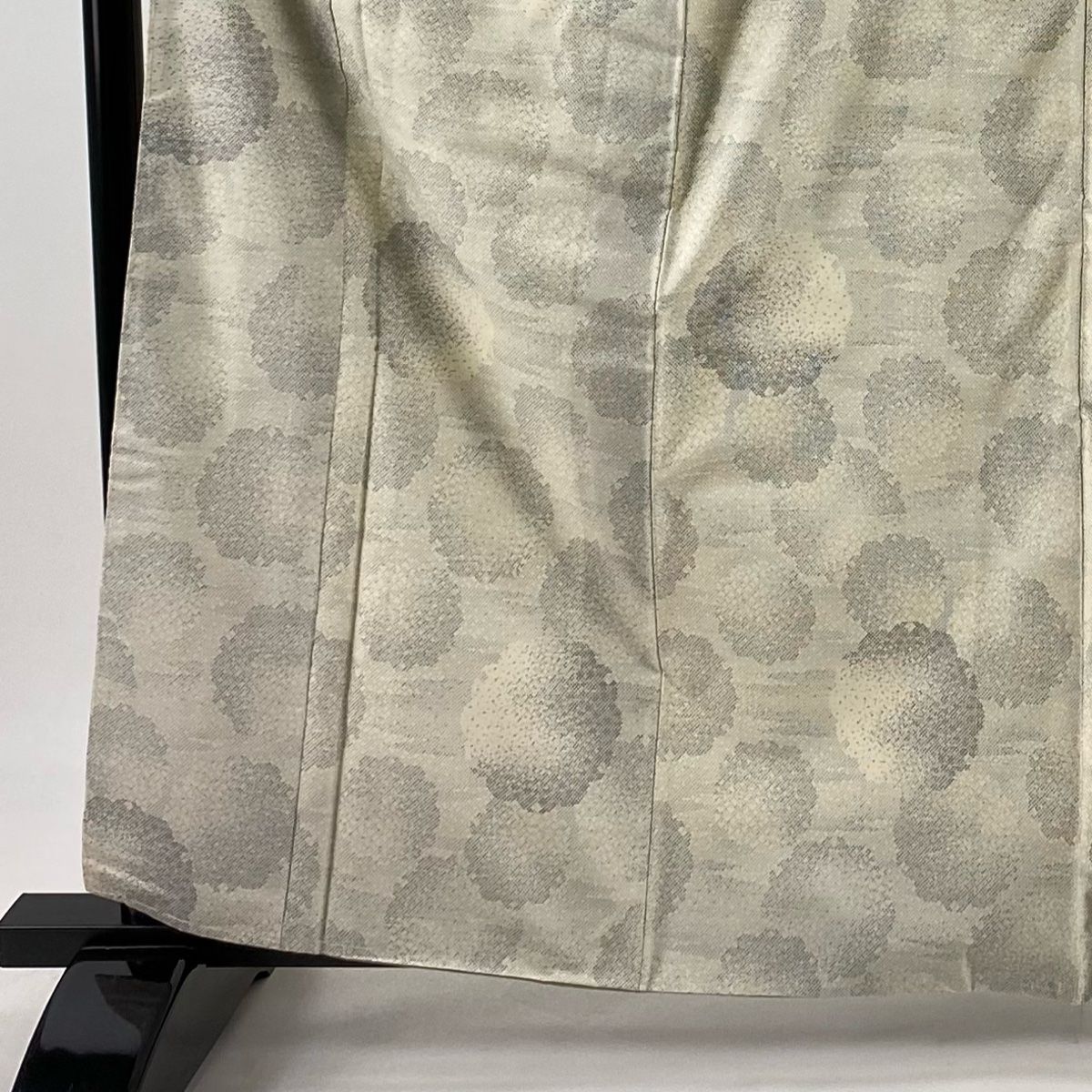 紬 身丈162cm 裄丈65cm M 袷 雪輪 霞 クリーム 正絹 秀品
