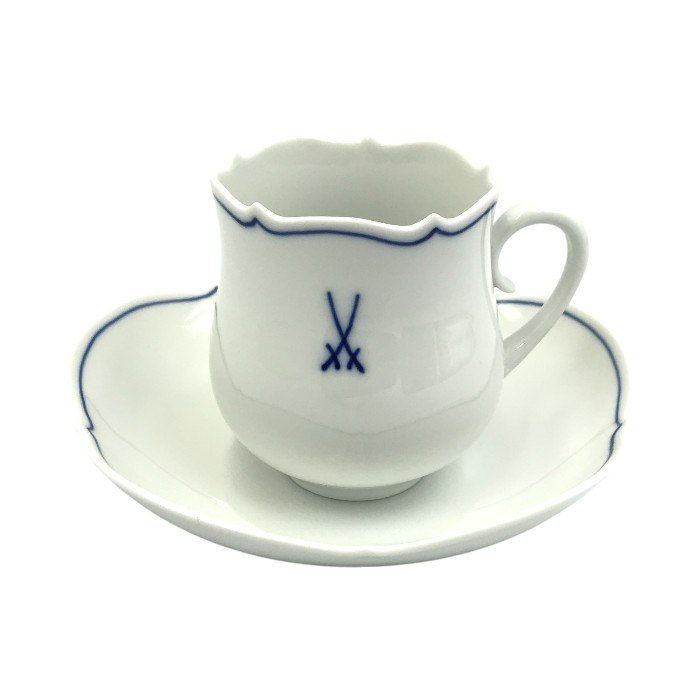 Meissen マイセン ホワイトマイセン コーヒーカップ＆ソーサー 1客 双剣マーク VIP シンプル ワンポイント C|S 825009|23582 T1