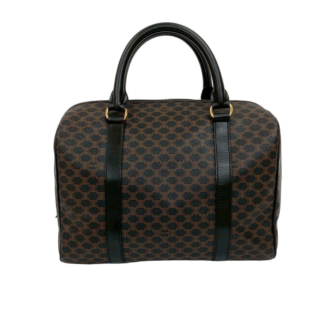 極美品 CELINE セリーヌ ボストンバッグ ハンドバッグ マカダム柄 レザー 極 美品 CELINE セリーヌ マカダム ブラゾン ヴィンテージ
