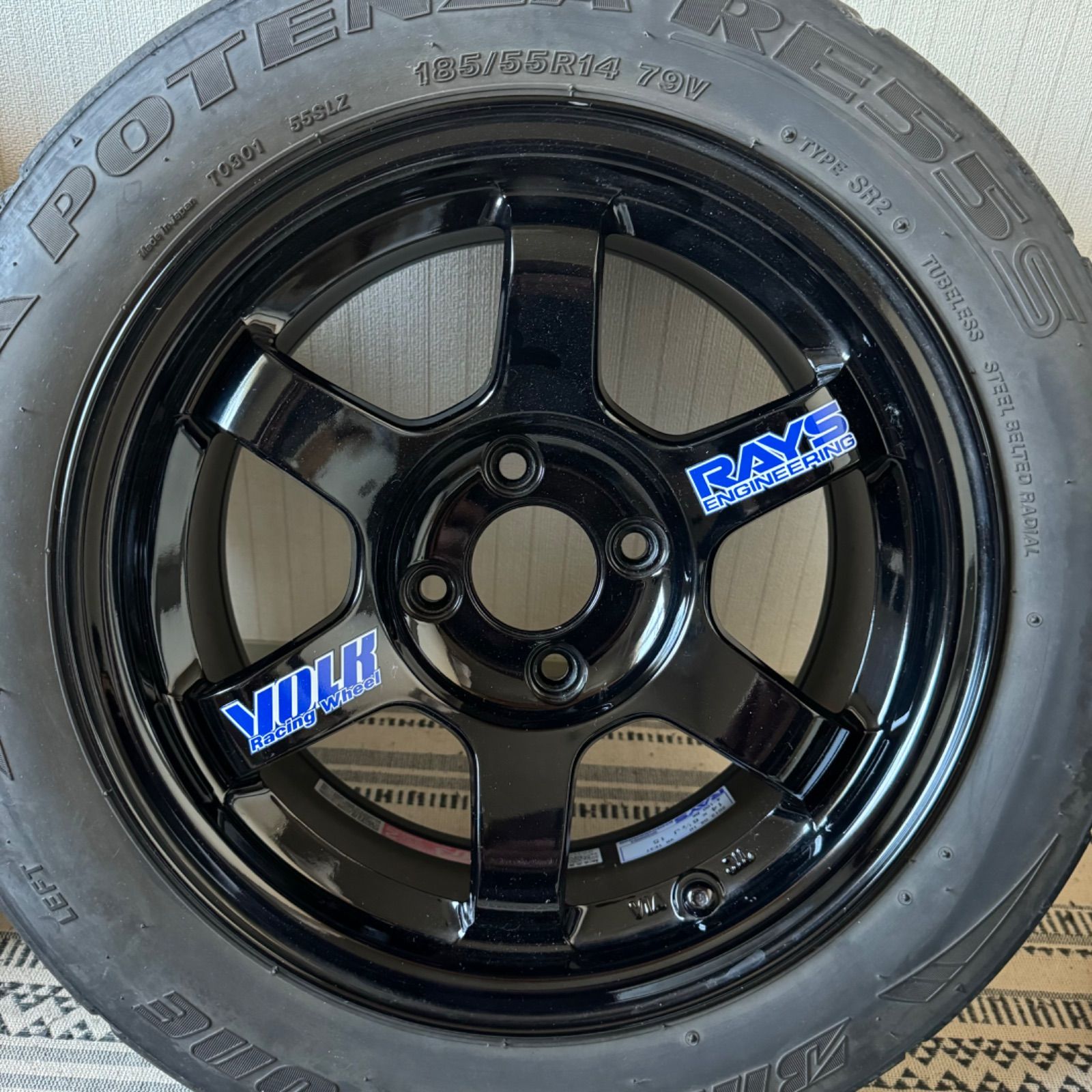 2013年式 rays volk racing TE37 14インチ 6.5j 15 4-100 BK